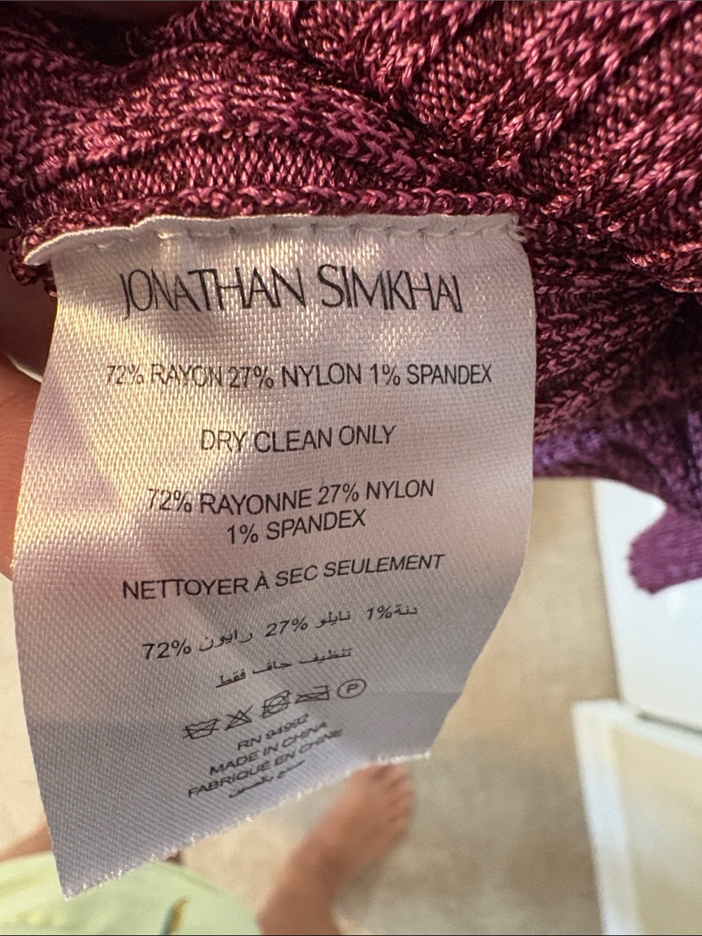 NWOT Simkhai Jonathan Simkhai Danika Cutout Knit Mini Dress Plum Berry. Sz M,L,X - Picture 8 of 8